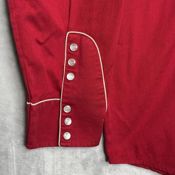 Larry Mahan Shirt Mens XL Red Western Pearl Snap Cowboy Collection Piping Yoke - Picture 5 of 12
